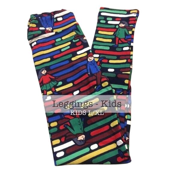 NWT Lularoe Kid Leggings L/XL 7-12 Girls Ice skater skating winter holiday - Picture 1 of 1